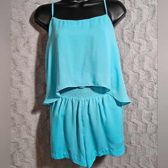 Bebe Turquoise Blue Cami Romper Small - Picture 4 of 10